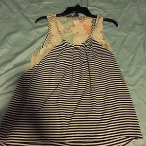 Lace and striped tank